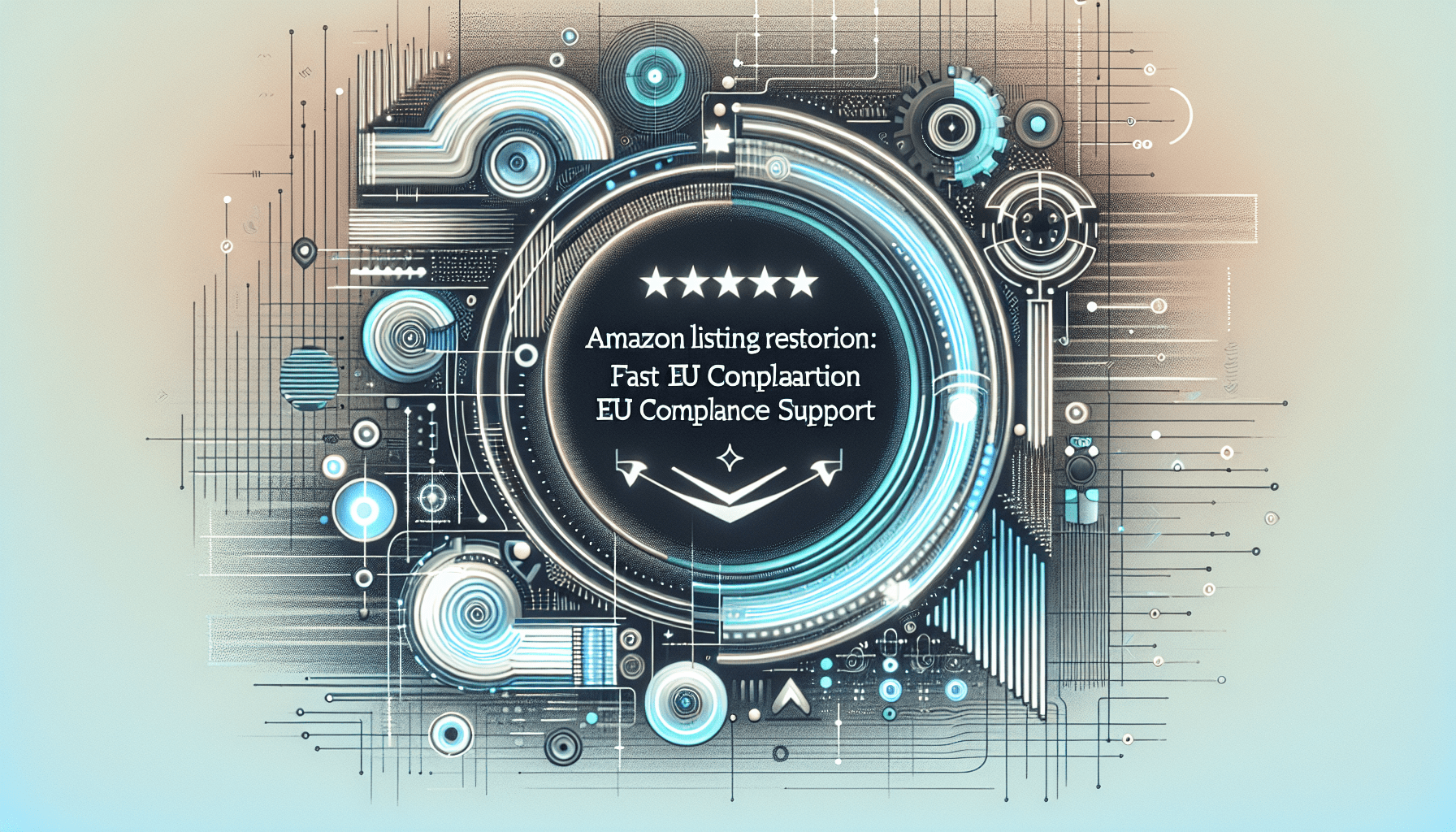 Amazon FBA box beside EU flag, clipboard showing 'Approved', and consultant advising seller—conceptual image for Amazon Listing Restoration.
