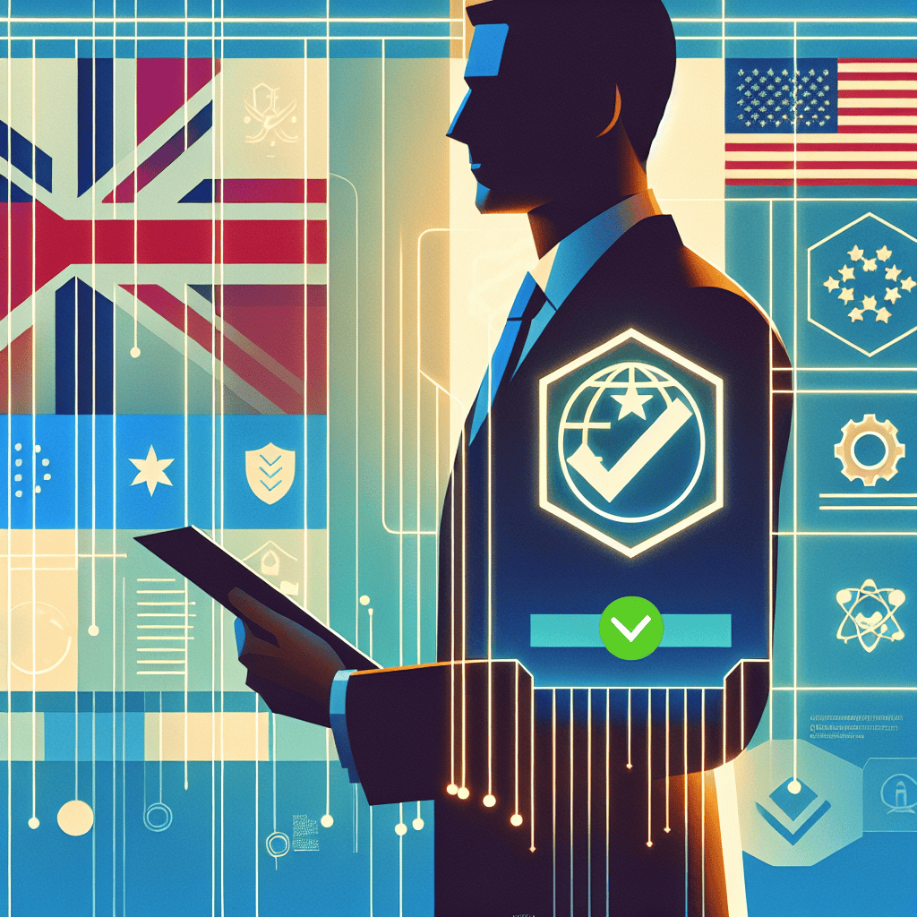 EU Responsible Person Amazon Compliance visual with a businessperson verifying product listings and EU icons in the dashboard interface.