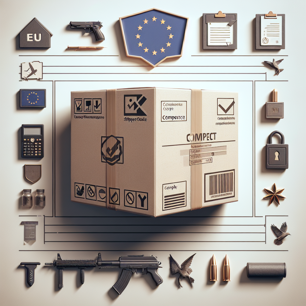 Illustrated image showing EU Responsible Person Compliance checklist for Shopify sellers with EU flag and shipping box.