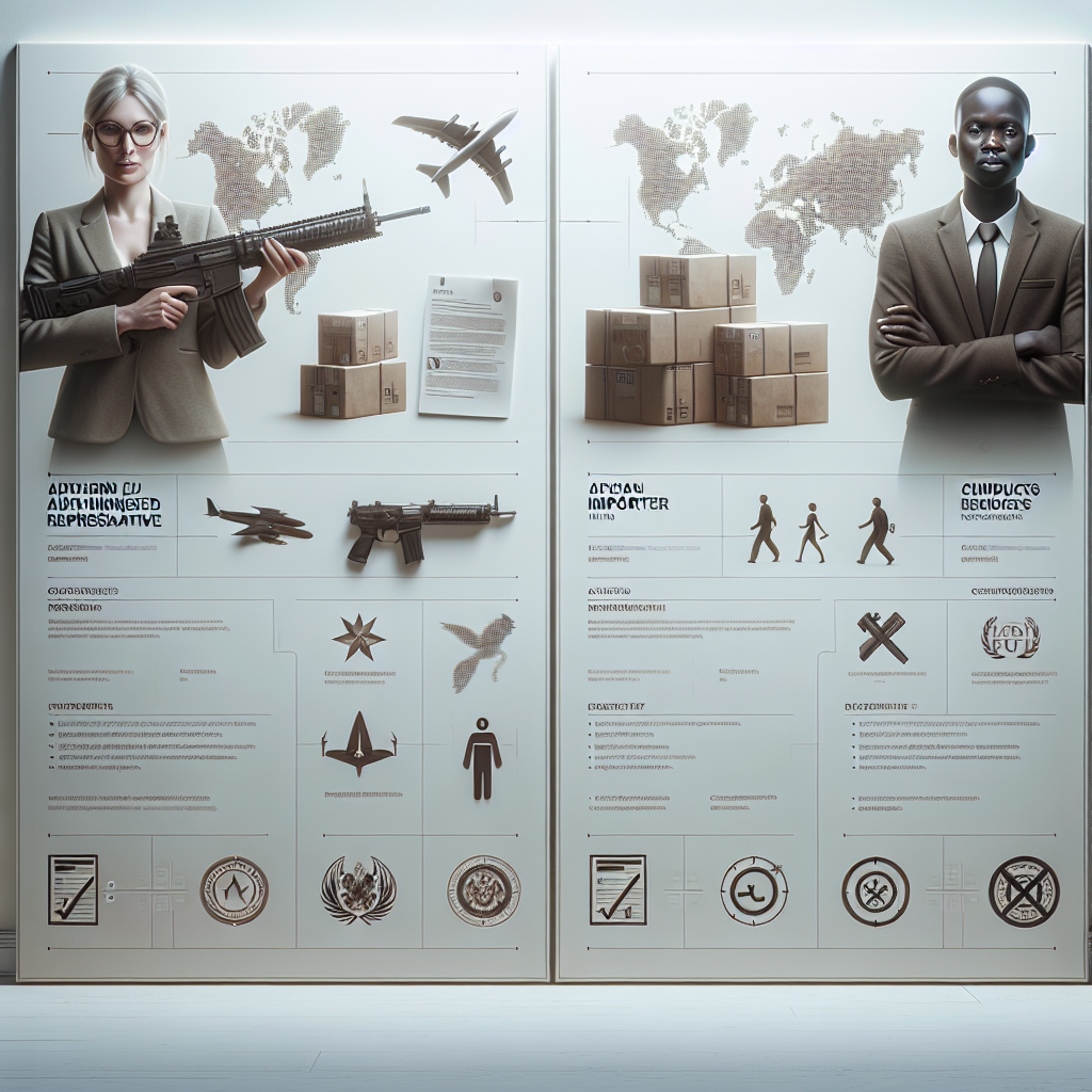A professional comparison between EU Authorised Representative and Importer, showing their distinct compliance responsibilities under EU law.