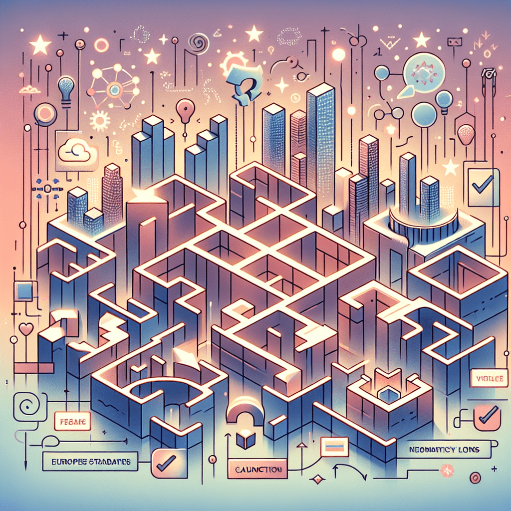 CE Marking Compliance visual showing customs inspection, labeling errors, and non-EU sellers navigating EU regulations.