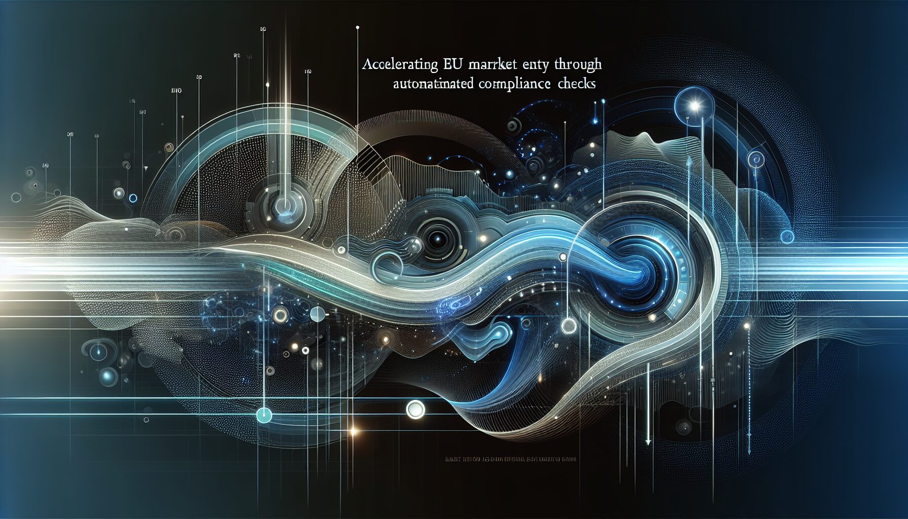 Illustration of automated regulatory checks being performed on an EU map interface by AI-powered software.