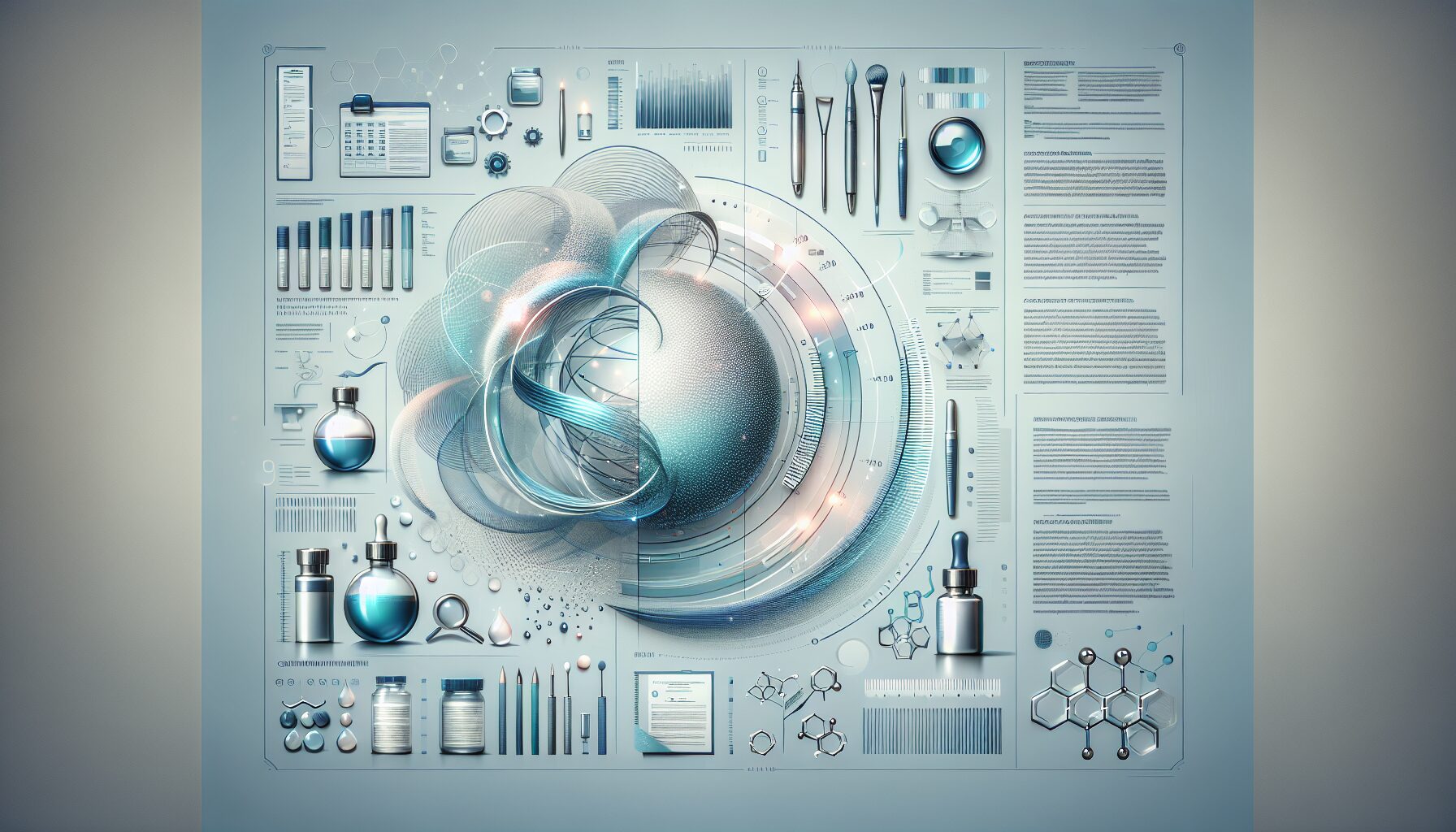 Illustration showing EU compliance documents, cosmetic products, and pricing folders representing 'EU Responsible Person' services.