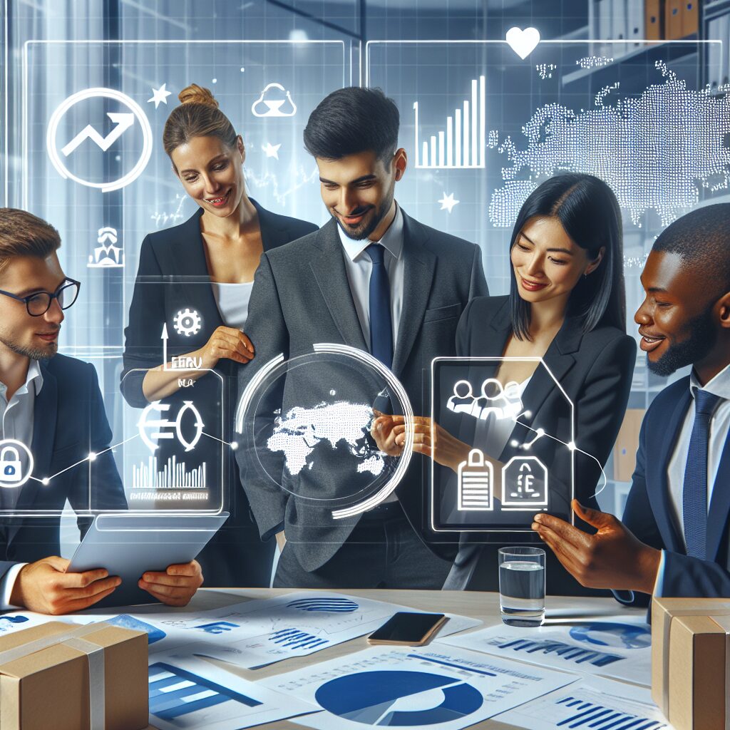 Business professionals reviewing affordable EU Responsible Person solutions for non-EU product compliance using digital documents.