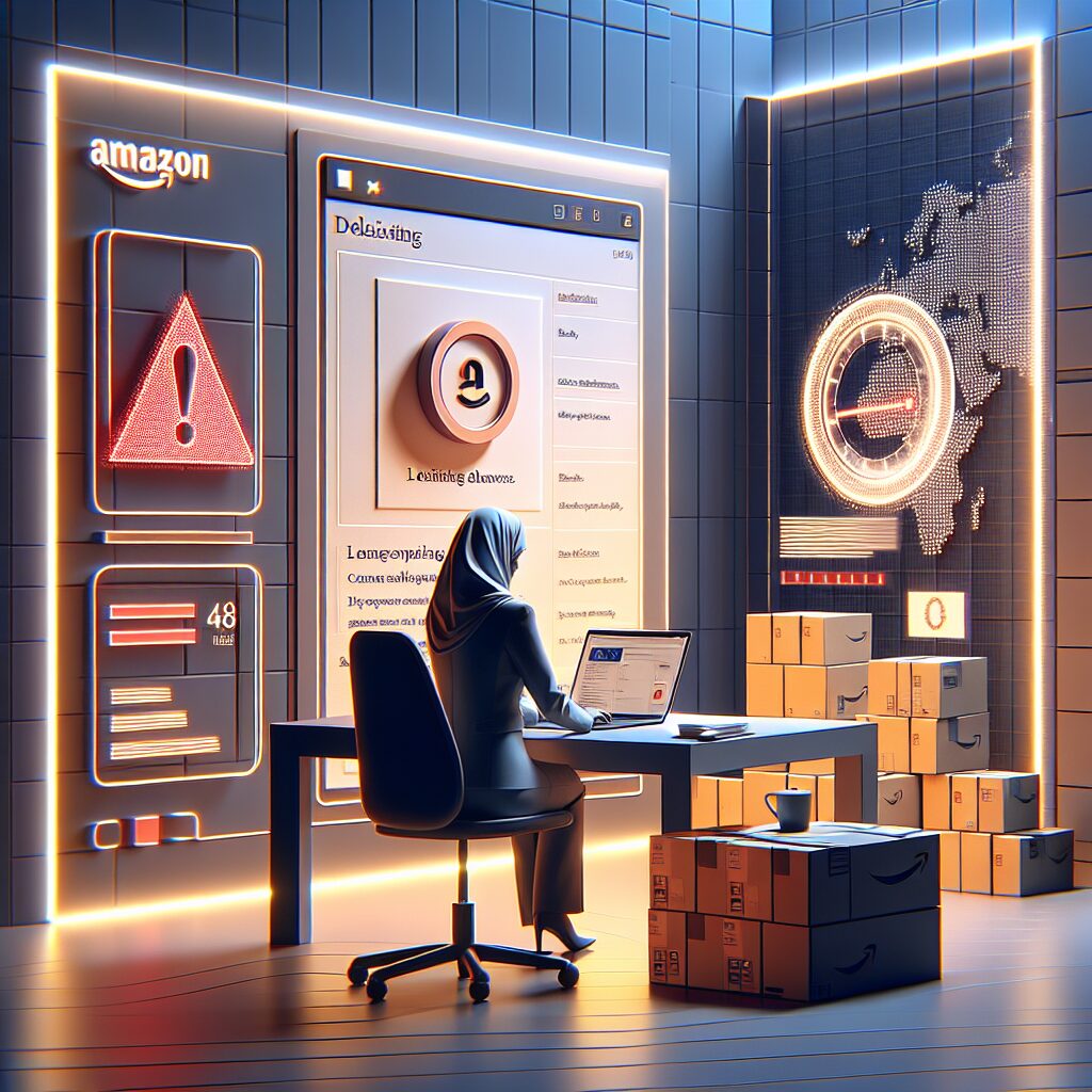 Amazon seller urgent delisting warning with EU flag and countdown—shows need for EU Responsible Person to restore listings.