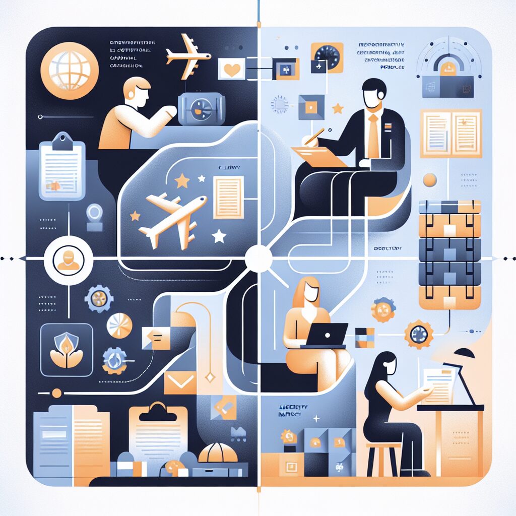 Illustration showing an EU Responsible Person managing regulatory paperwork and an importer coordinating customs documentation, representing compliance roles.