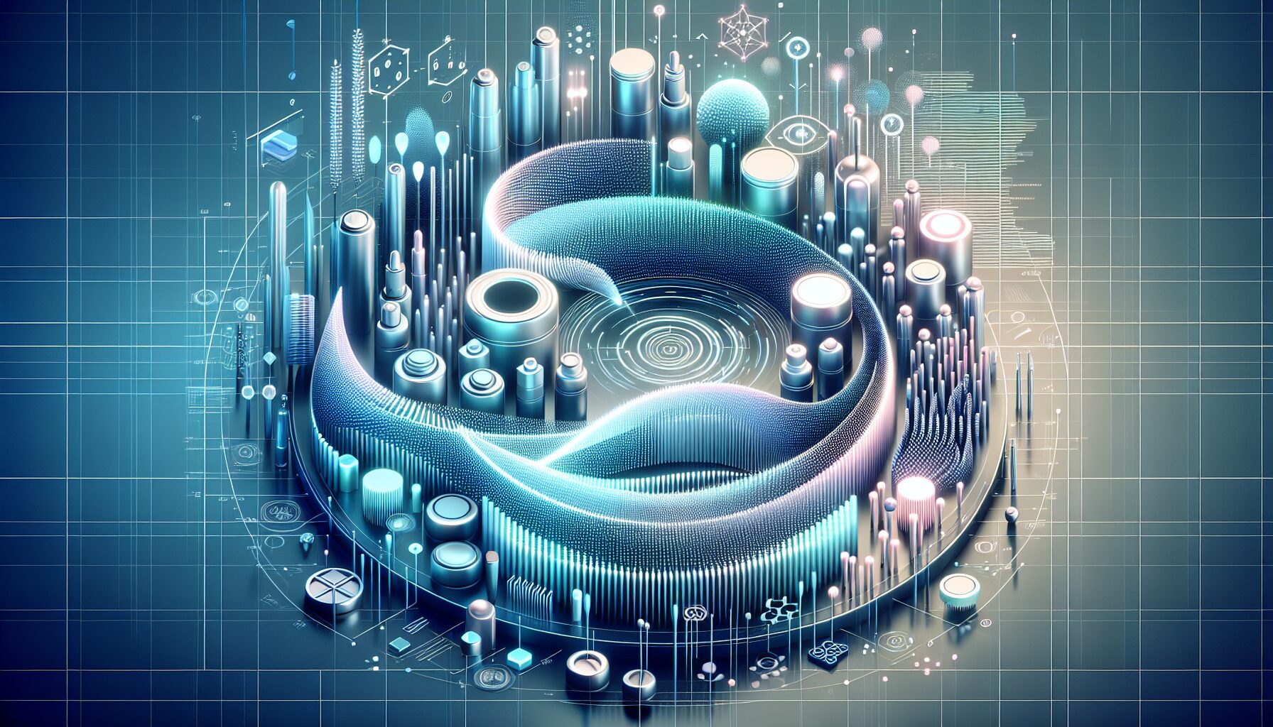 Illustration depicting a cosmetics compliance checklist with icons representing labelling, safety, and EU regulatory steps.