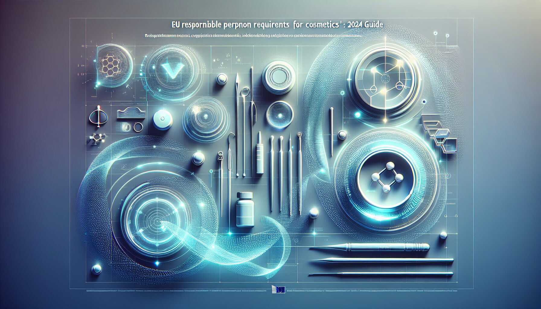 Visual representation of EU Responsible Person concept for cosmetics 2024, featuring regulatory elements like a checklist and safety documentation.
