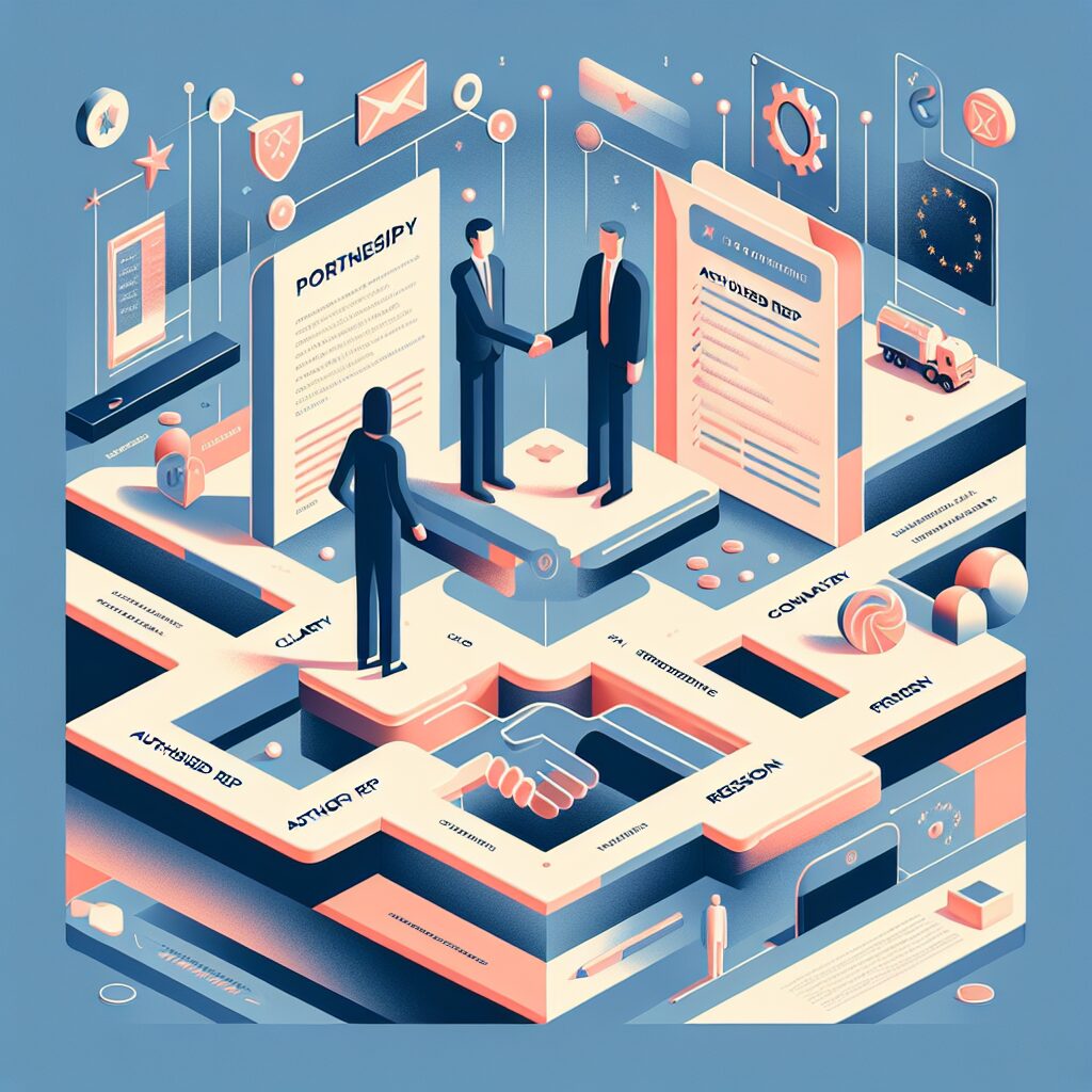 Visual showing the roles of EU Responsible Person and Authorised Representative for Amazon seller compliance and product safety.