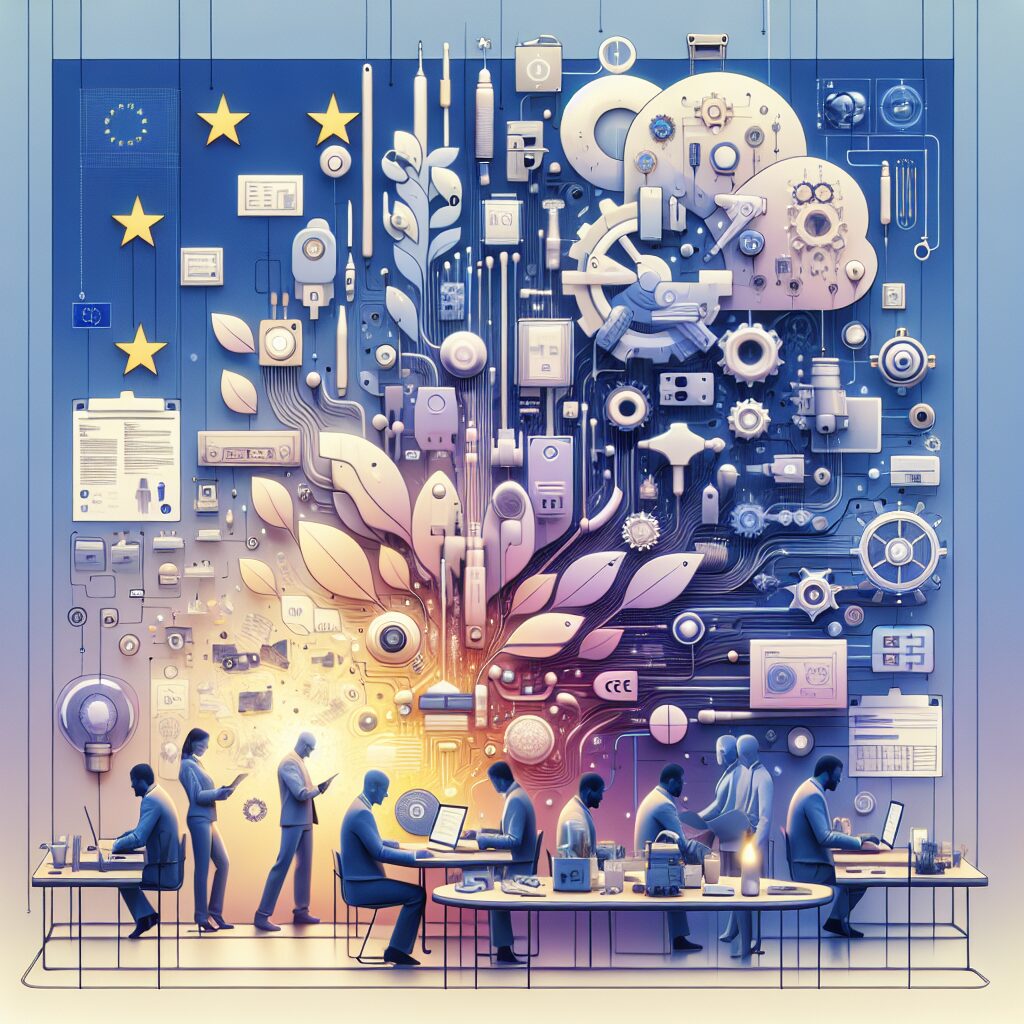 Experts reviewing CE-marked electronics devices in an EU office, highlighting EU Responsible Person compliance requirements.