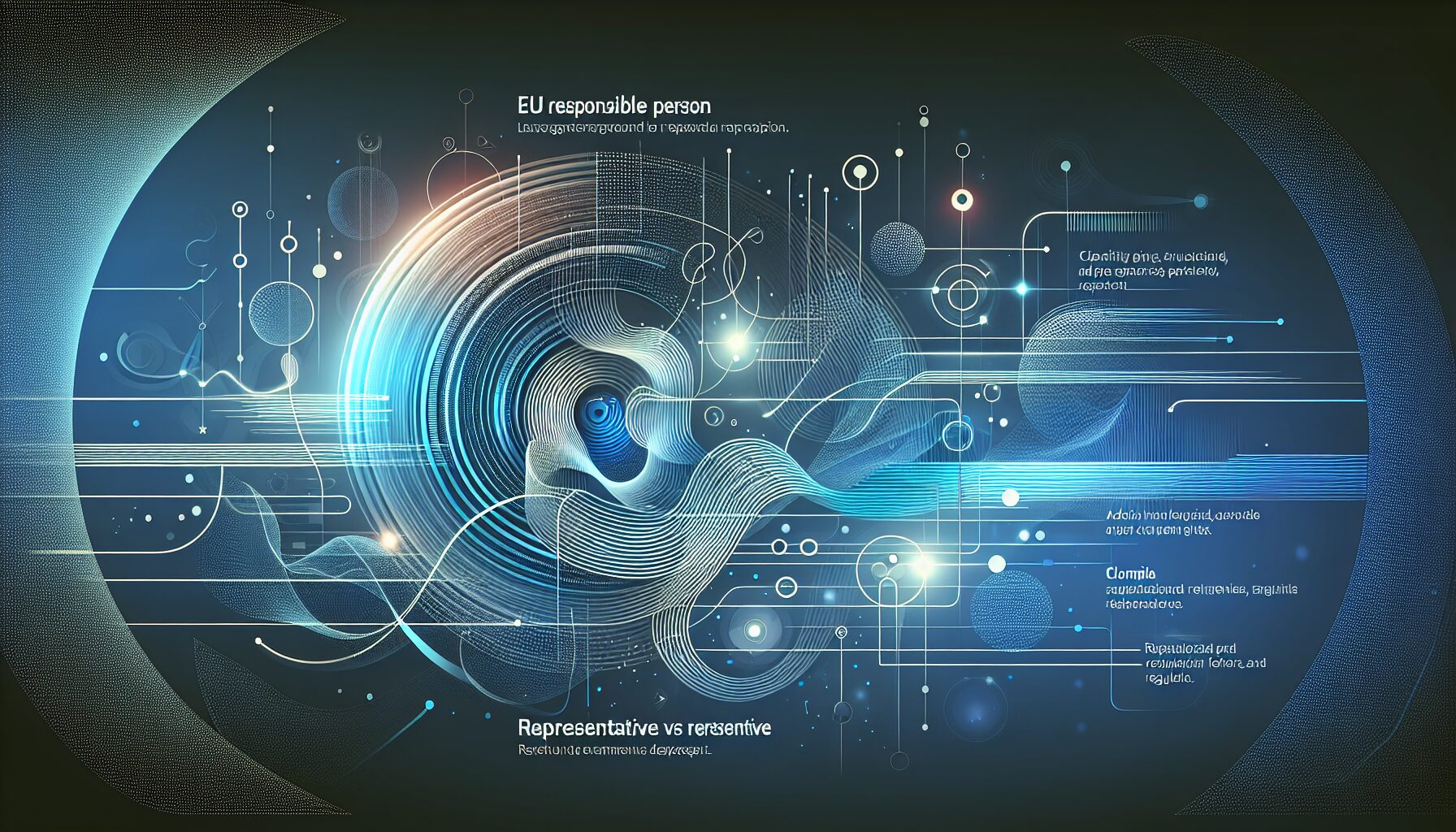 Illustration of an EU Responsible Person and Authorised Rep standing near folders and European Union flags to explain compliance roles.